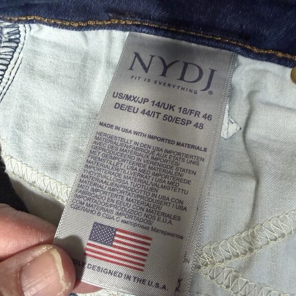 NYDJ Not Your Caught Jeans Marilyn Straight 14 High Rise Blue Women's Classic - Picture 9 of 11